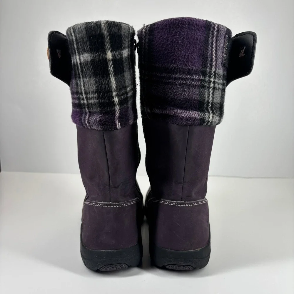 KEEN Darby Boots Kids Youth US 3 Sweet Grape Purple Plaid Leather Mid-Calf Boots